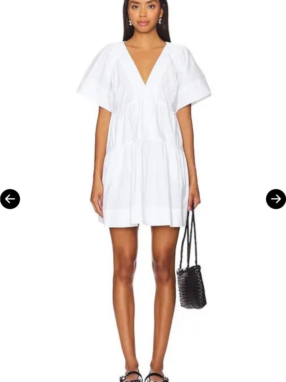 A.L.C. White V-Neck Short Sleeve Mini Dress